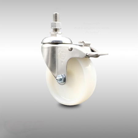 Service Caster 4 Inch 316SS Nylon Swivel 1/2 Inch Threaded Stem Caster Total Lock Brake SCC SCC-SS316TSTTL20S414-NYS-121315